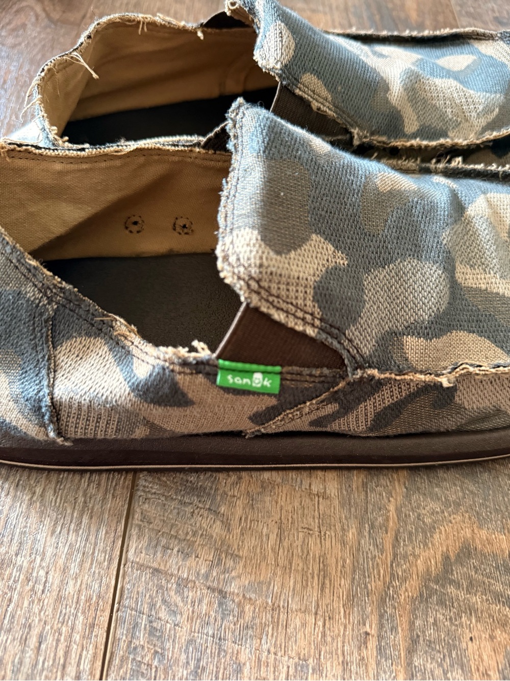 Sanuk Men’s Blue Gray Camo Slip-On Loafers